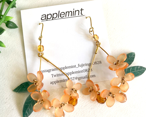 キンモクセイのしずく型フープピアス(イヤリング変更可) ピアス