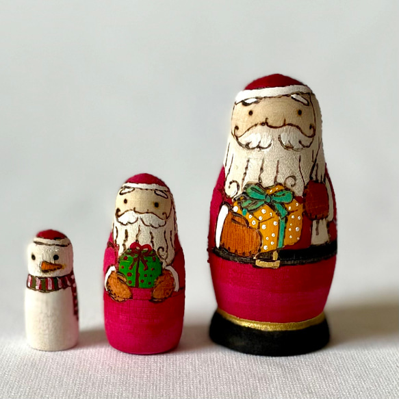 クリスマスマトリョーシカ（3個組）プレゼント 3枚目の画像