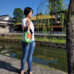 ミニリボンバッグ 正絹帯地  西陣朱珍織花丸文様 【着物・帯のリメイク】 11枚目の画像