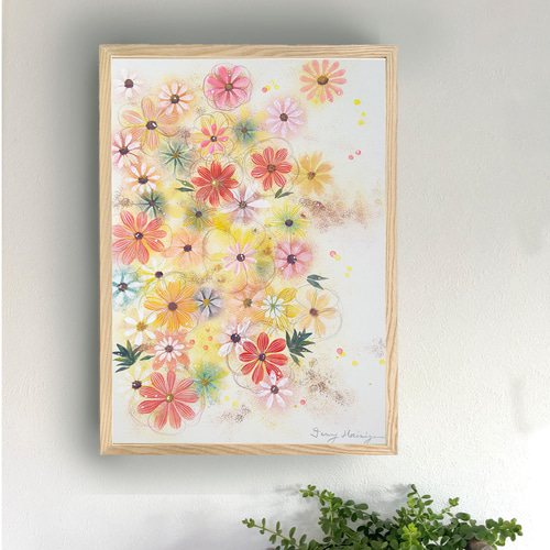 【絵画】整然【原画】手描き ポスター イラスト インテリアやプレゼントにも！ 絵画インテリアアート「色とりどりの世界」 (One's childhood