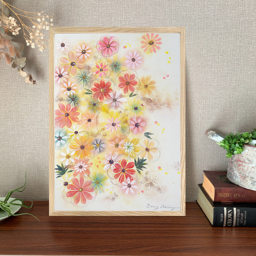 いろとりどりの花 【原画/B4】 インテリアポスター イラスト
