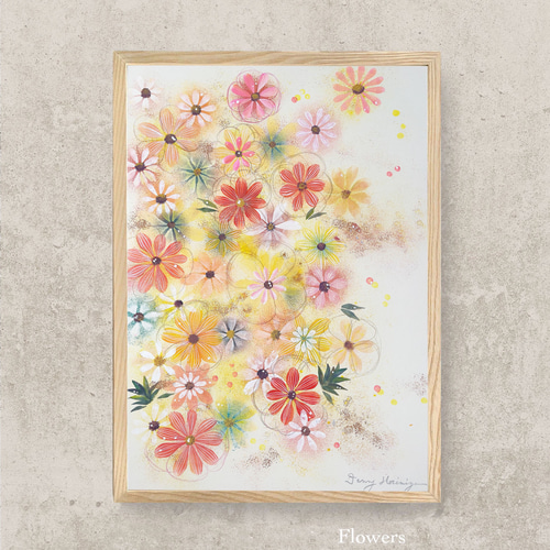 はなぽん様専用ページ】 絵画 テクスチャーアート flower 花の絵