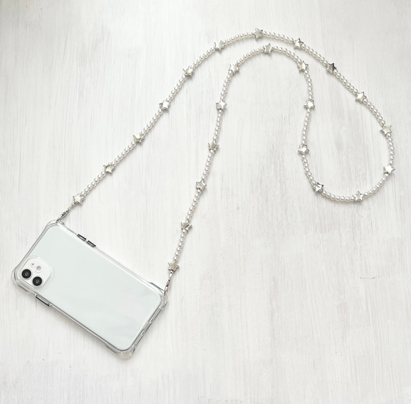 スマホショルダー 星 パール ビーズ ストラップ ショルダーストラップ