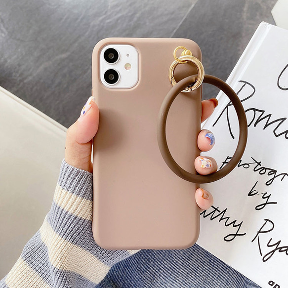 各種iPhone対応 ブラウン iPhoneケース ソフトケース リング付き<t497