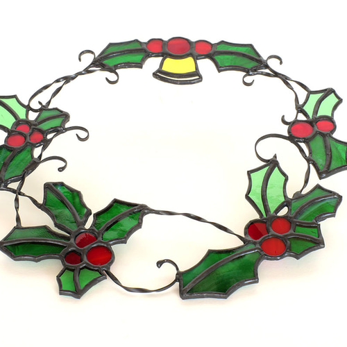 クリスマスリース ステンドグラス アンティークブラック リース