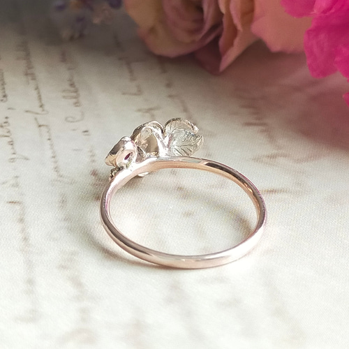 PKSV］~アンティークローズと蕾のリング~ 天然石 宝石 フラワー