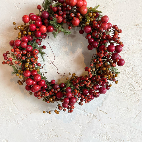 赤い木の実のリース リース Olive + 通販 14869082｜Creema(クリーマ)