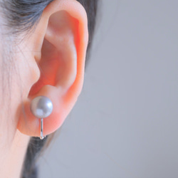 nuance gray pearl earring 淡水パール　イヤリング　グレー 5枚目の画像