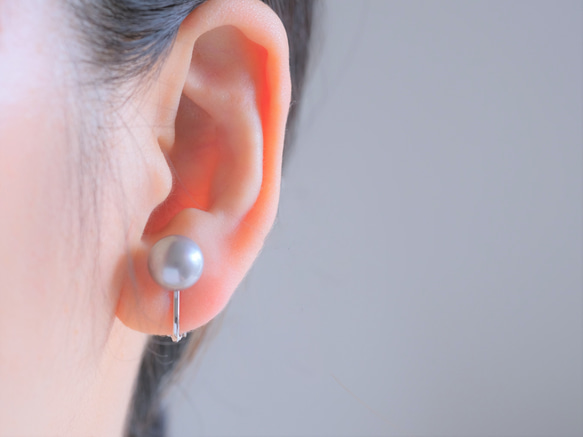 nuance gray pearl earring 淡水パール　イヤリング　グレー 5枚目の画像