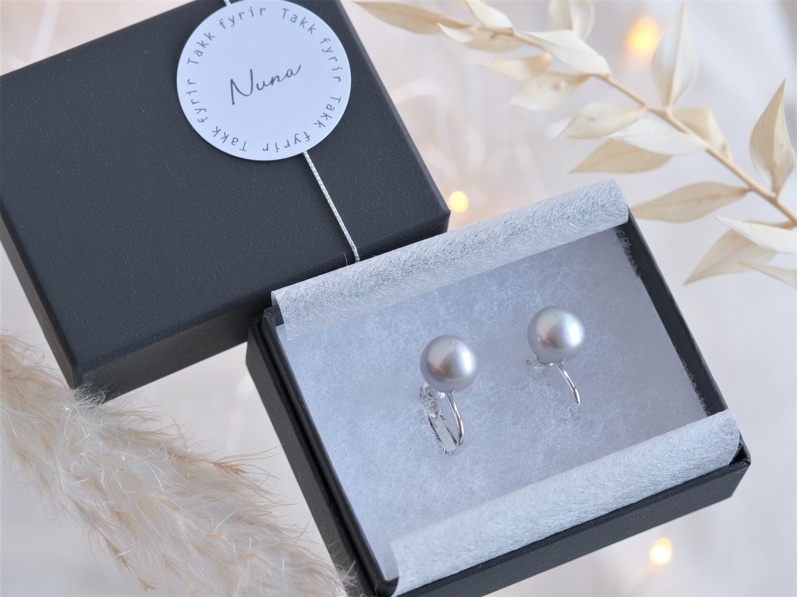 nuance gray pearl earring 淡水パール　イヤリング　グレー