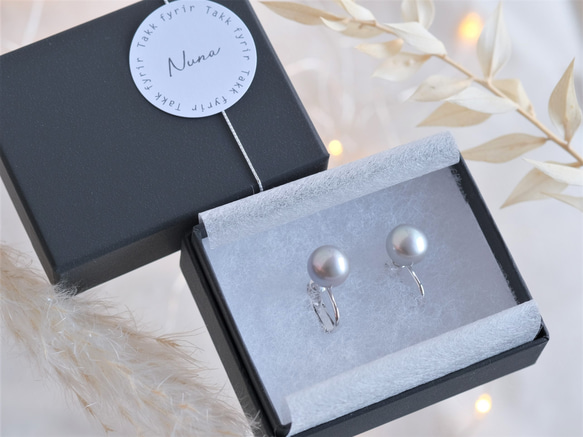 nuance gray pearl earring 淡水パール　イヤリング　グレー 1枚目の画像