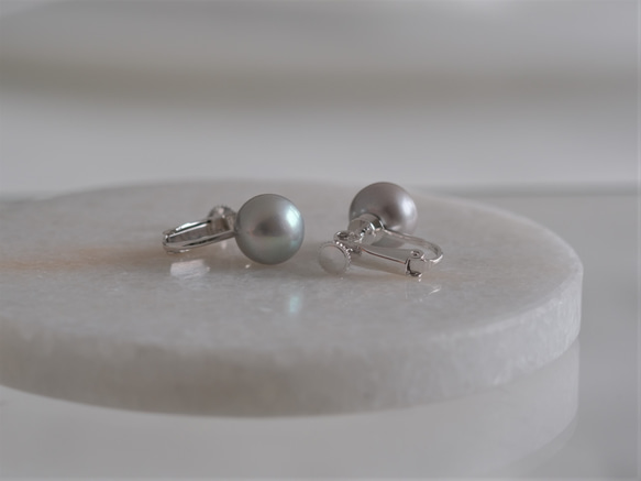 nuance gray pearl earring 淡水パール　イヤリング　グレー 3枚目の画像