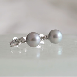 nuance gray pearl earring 淡水パール　イヤリング　グレー 2枚目の画像