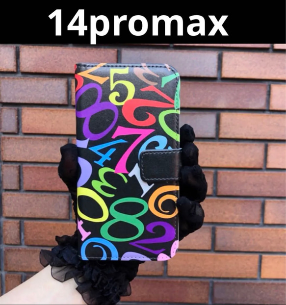 iPhone14promax手帳型ケース　iPhone14promaxカバー　モード　メンズ　数字　管理S 1枚目の画像