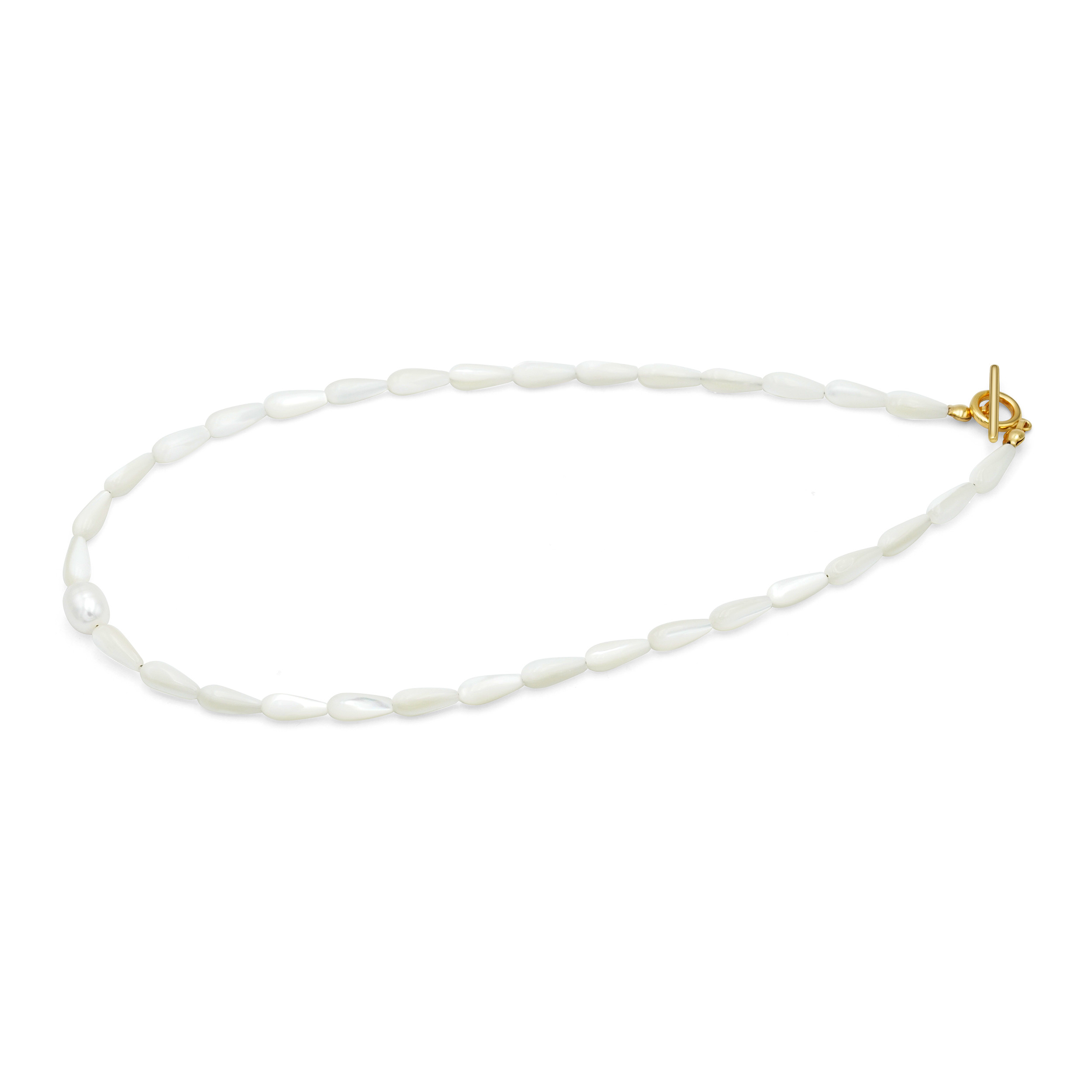 オーシャンシェルと淡水パールネックレス 20221021-021（4週間発送）