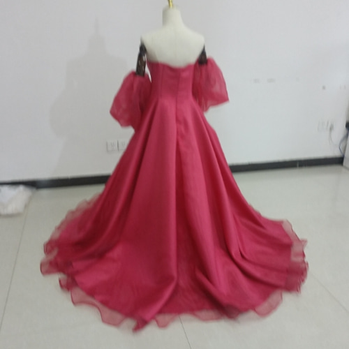 高品質！カラードレスチェリーピンク ベアトップ 2次会 挙式 上質  