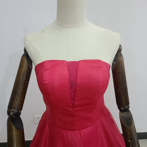 高品質！カラードレスチェリーピンク ベアトップ 2次会 挙式 上質  