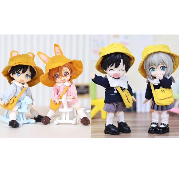 大人気定番商品 オビツ11 1/12ドール服 ドールウェア 幼稚園制服セット 4種類 耳 着せ替え服・アウトフィット