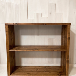 ハンドメイド家具145 濃いブラウンの2段オープンラック オーダー製作可