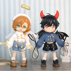 ラブブ用洋服とネックレスのセット　オマケの天使&悪魔ラふふとビーズ 0c549aa32ced1ef46beaedcdd4f198