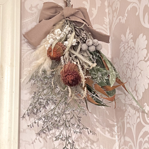 ネイティブフラワースワッグ ホワイトクリスマス スワッグ strawberry  