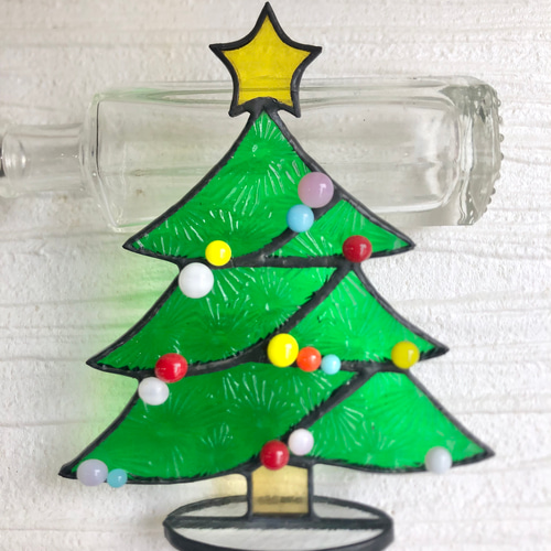 ステンドグラスのクリスマスミニツリー ステンドグラス クリスマスツリーe クリア その他インテリア雑貨 koru