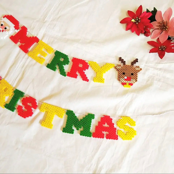 アイロンビーズ　メリークリスマスガーランド　Merry Xmas クリスマス飾り 3枚目の画像