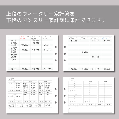 家計管理リフィル【MINIMALIST(カスタムオーダー)】 家計管理リフィル【MINIMALIST(カスタムオーダー)】 （公式】MY