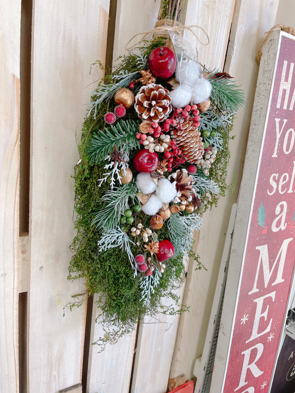 ラスト！お洒落なスワッグ♡【クリスマスカラー】人気の色合い♡クリスマス雑貨リース 7枚目の画像