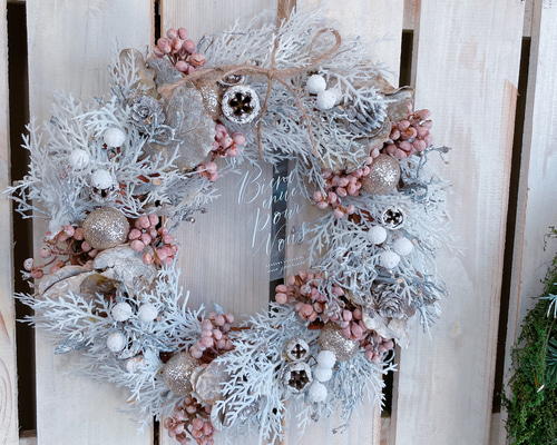 ラスト♡SALE！ホワイトクリスマス♡【クリスマスリース】キラキララメ