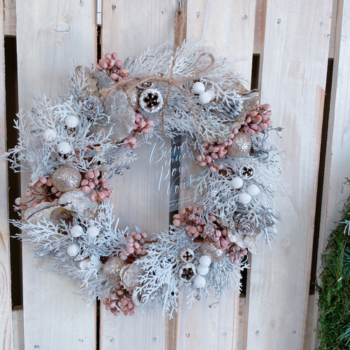 ラスト♡SALE！ホワイトクリスマス♡【クリスマスリース】キラキララメ