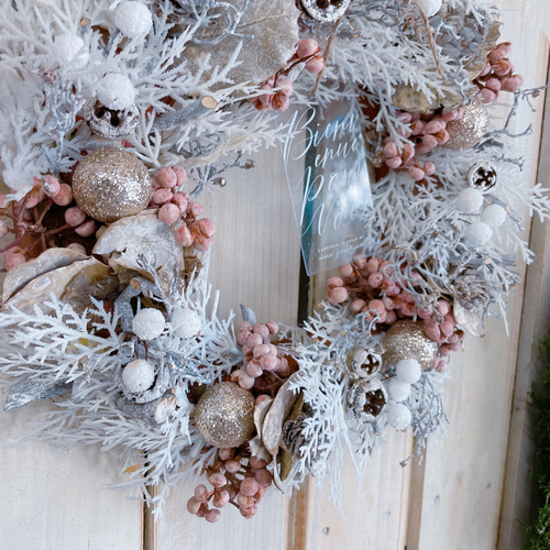 ラスト♡SALE！ホワイトクリスマス♡【クリスマスリース】キラキララメ