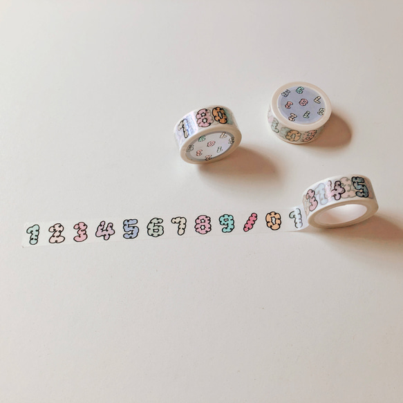 [ FLUFFY NUMBERS ] Washi tape / Japanese paper washi tape 2枚目の画像