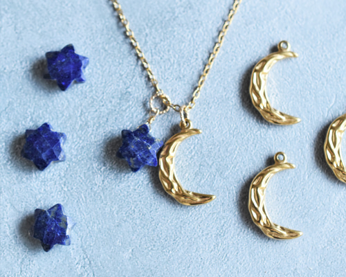 半額SALE【残り1】ラピスラズリ光芒星 ＆ 輝く三日月 サージカル