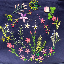 ネイビータイプの花刺繍ワンショルダーバッグ 4枚目の画像