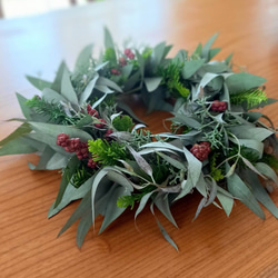 早割クリスマス2022]ユーカリとシンフォリカルポスのクリスマスリース