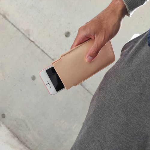 本革レザー ヌメ革 生成りナチュラル スマホケース iPhone Android 本革レザースマホスリーブ ヌメ革 きなりナチュラル 任意サイズ