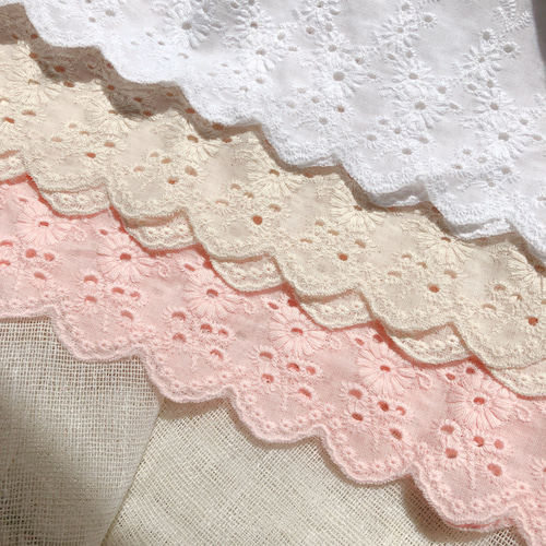 0.5y/45cm】コットン刺繍レース(キナリ)R23-3〈生地・布 0.5y/45cm】コットン刺繍レース(キナリ)R23-3〈生地・布