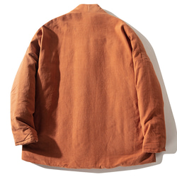 綿麻中綿ジャケット　暖かいジャケット　ショートジャケット　オレンジ　#L111OR 2枚目の画像