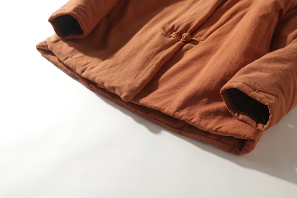 綿麻中綿ジャケット　暖かいジャケット　ショートジャケット　オレンジ　#L111OR 10枚目の画像