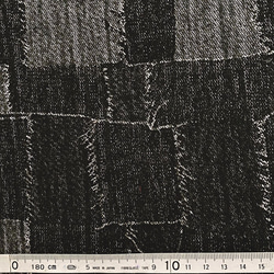 パッチワーク柄生地　起毛　皺加工　厚地コットン　ブラック系　生地　巾約110x50ｃ 2枚目の画像