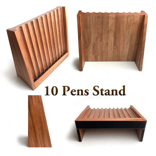 受注製作：送料無料】 高級ペンスタンド 10本 その他雑貨 木と革の