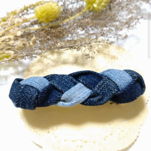 denim043 デニムヘアバレッタ ハンドメイド 悪
