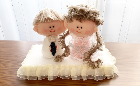 手作り人形　仲良し夫婦 Wedding Dole*.＊ 置物✽結婚式✽カップル✽置物✽人形✽プチギフト