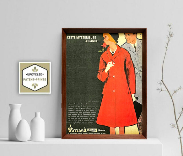 ルネ・グリュオー 1960年代 フランス ヴィンテージ 広告 額付 ポスター 2枚目の画像