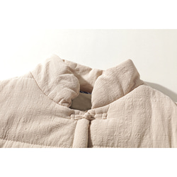 綿麻中綿ジャケット　スタンドカラー　暖かいジャケット　ショートジャケット　ベージュ　#L114BE 3枚目の画像