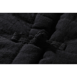綿麻中綿ジャケット　スタンドカラー　暖かいジャケット　ショートジャケット　ブラック　#L114BL 5枚目の画像