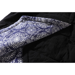 綿麻中綿ジャケット　スタンドカラー　暖かいジャケット　ショートジャケット　ブラック　#L114BL 9枚目の画像