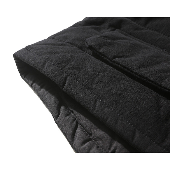 綿麻中綿ジャケット　暖かいジャケット　ショートジャケット　ブラック　#L115BL 8枚目の画像