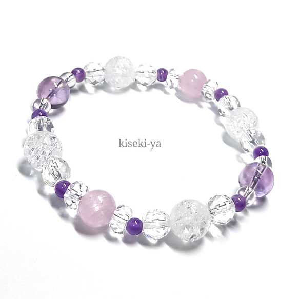 ◇クンツァイト×アメジスト×水晶◇天然石ブレスレット ブレスレット